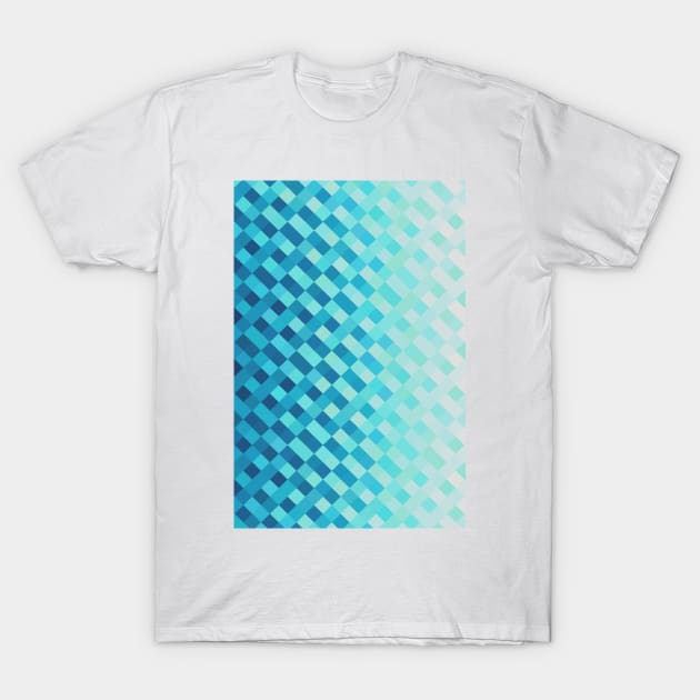 Aqua Blue Light Abstract Grid Pattern Design T-Shirt by love-fi